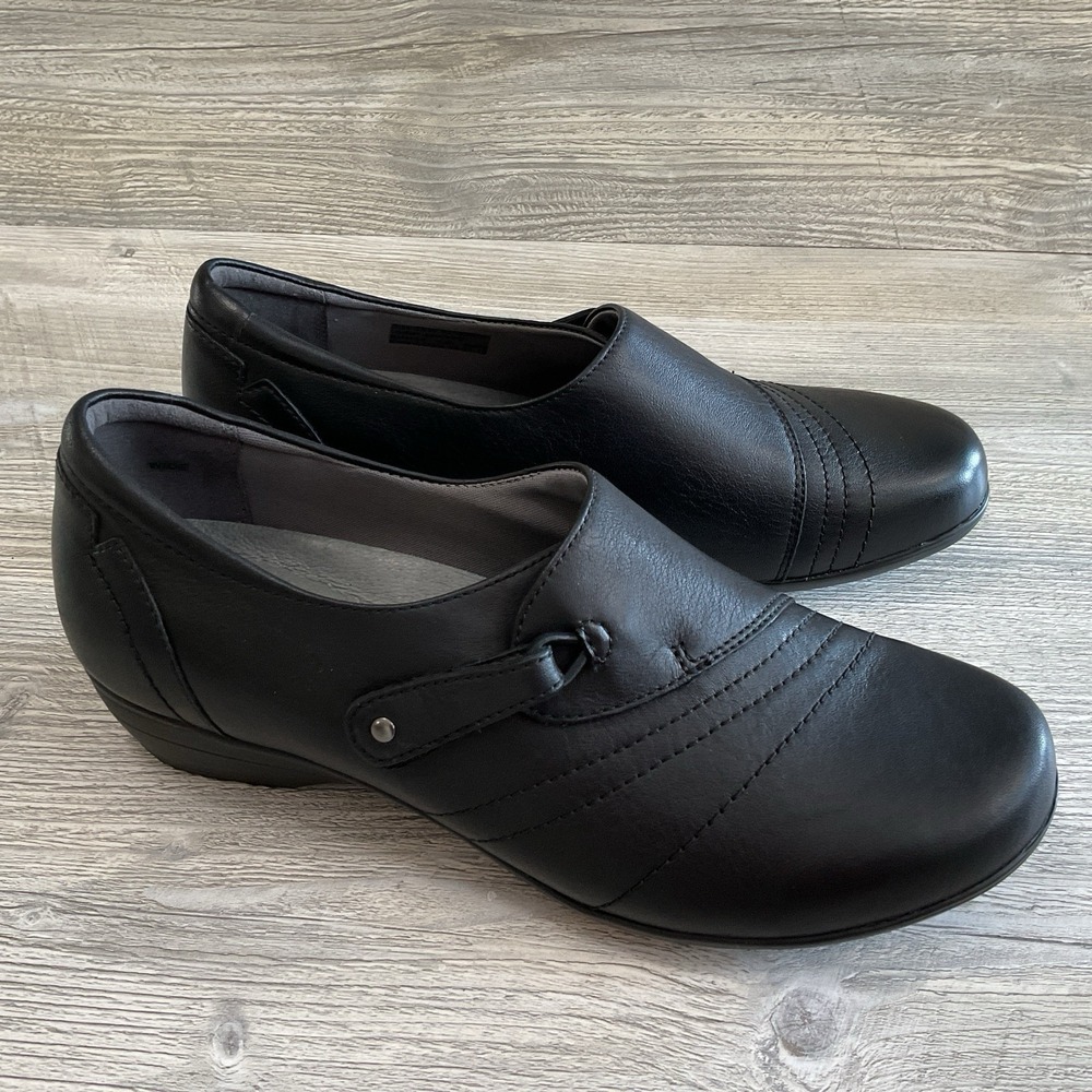 Dansko Franny Black Milled Napa Leather Slip On Comfort Shoes Womens 7.5-8 US 38